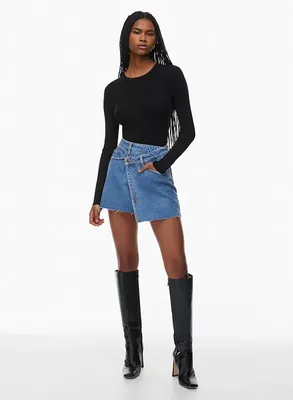 Denim wrap skirt sales shopping