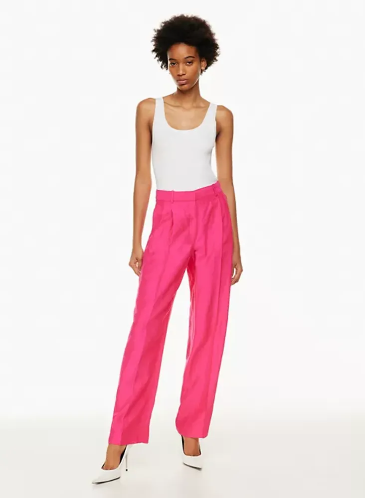 Pleated linen pants on sale