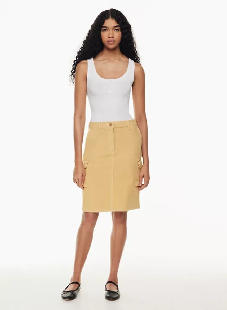 Khaki pencil skirt yellow online