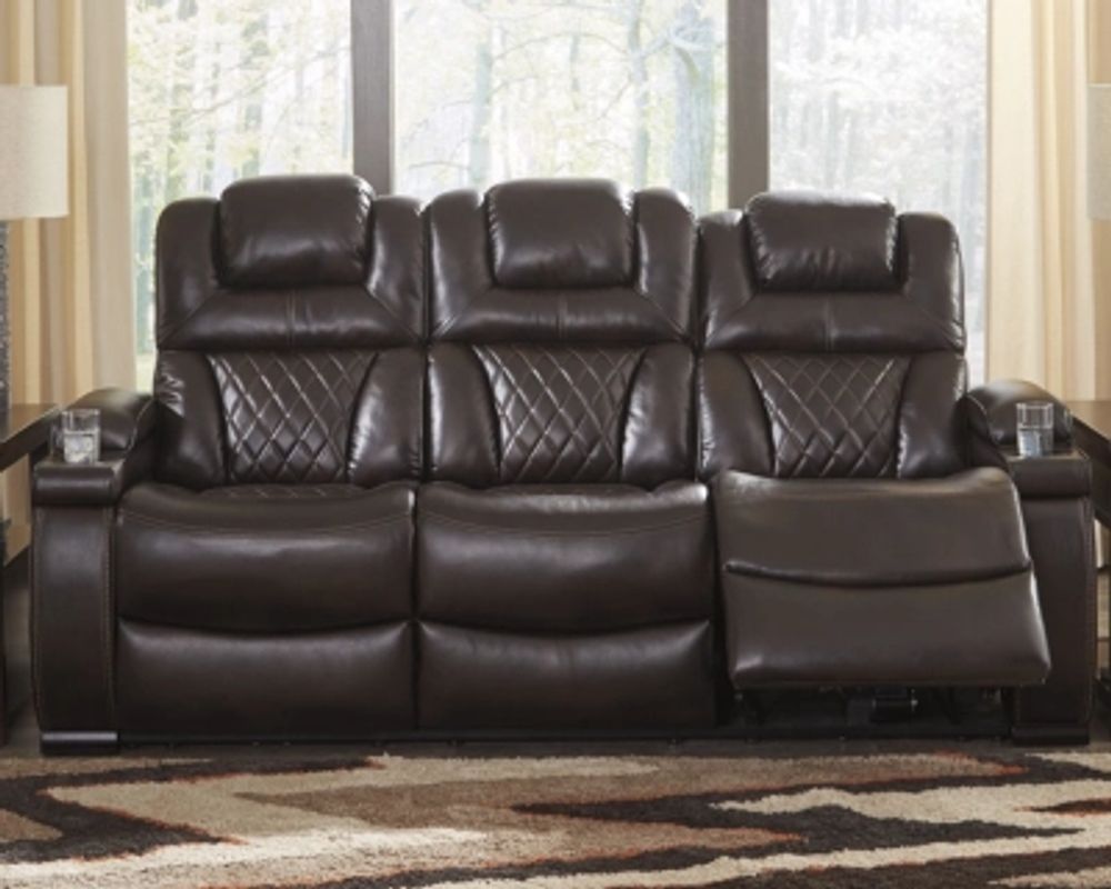 Ashley Warnerton Power Reclining Sofa, Chocolate Brazos Mall