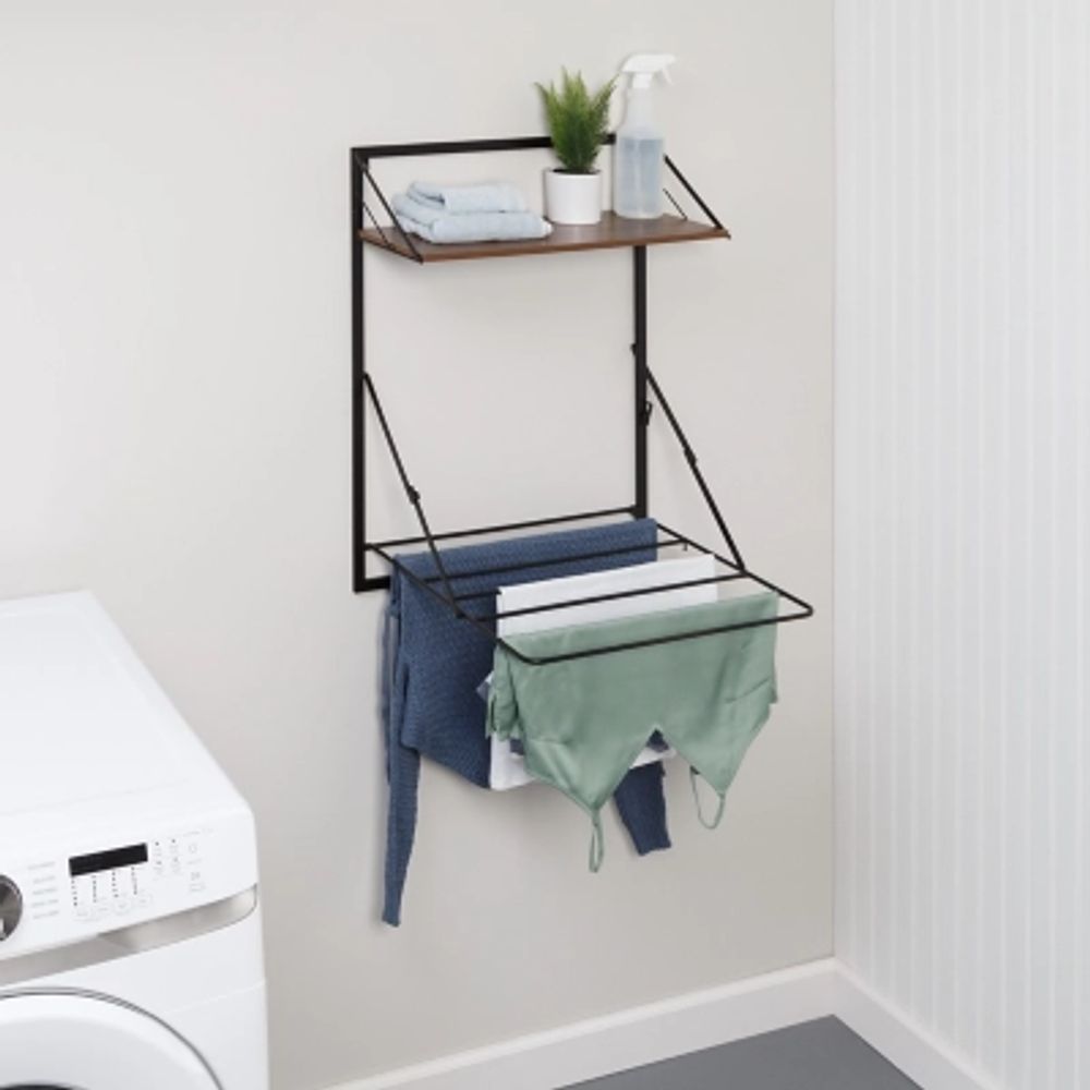 Ashley Honey Can Do Collapsible Wall Mounted Clothes Drying Rack