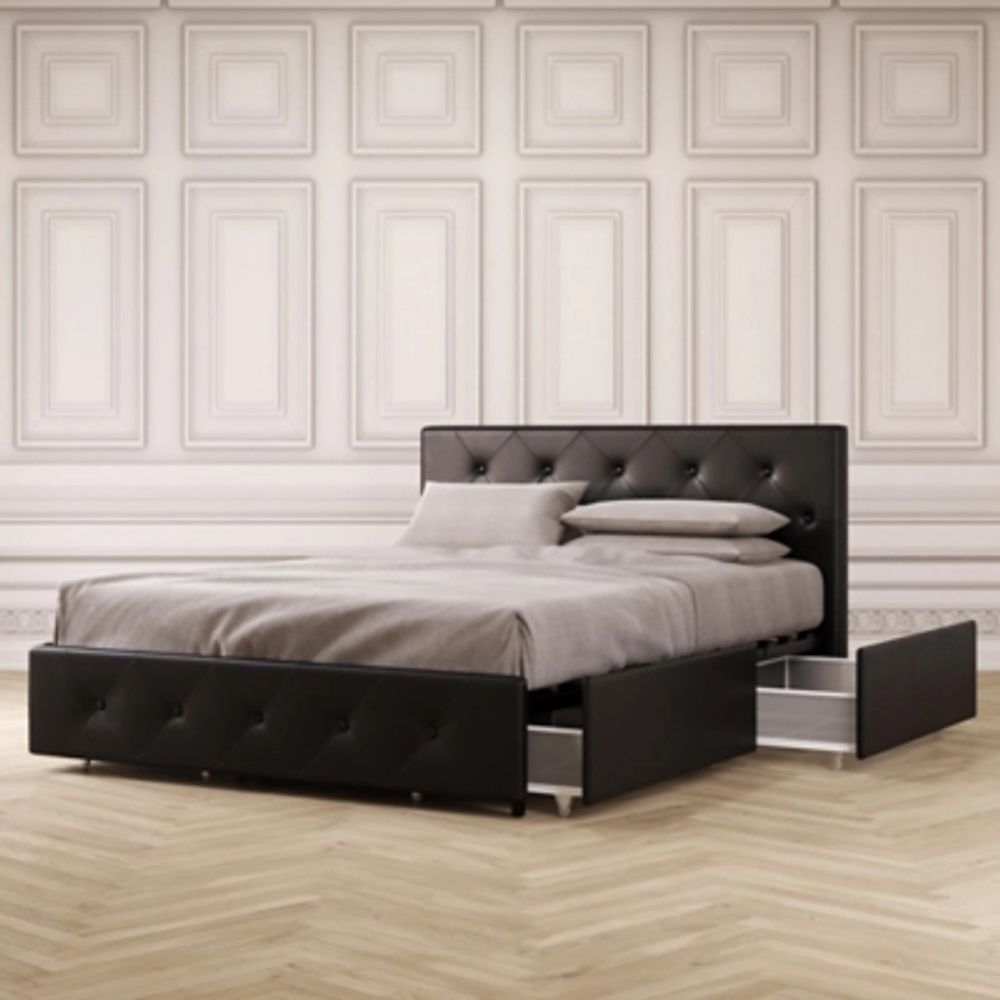 Ashley Atwater Living Dana Upholstered Bed with Storage, Full, Black