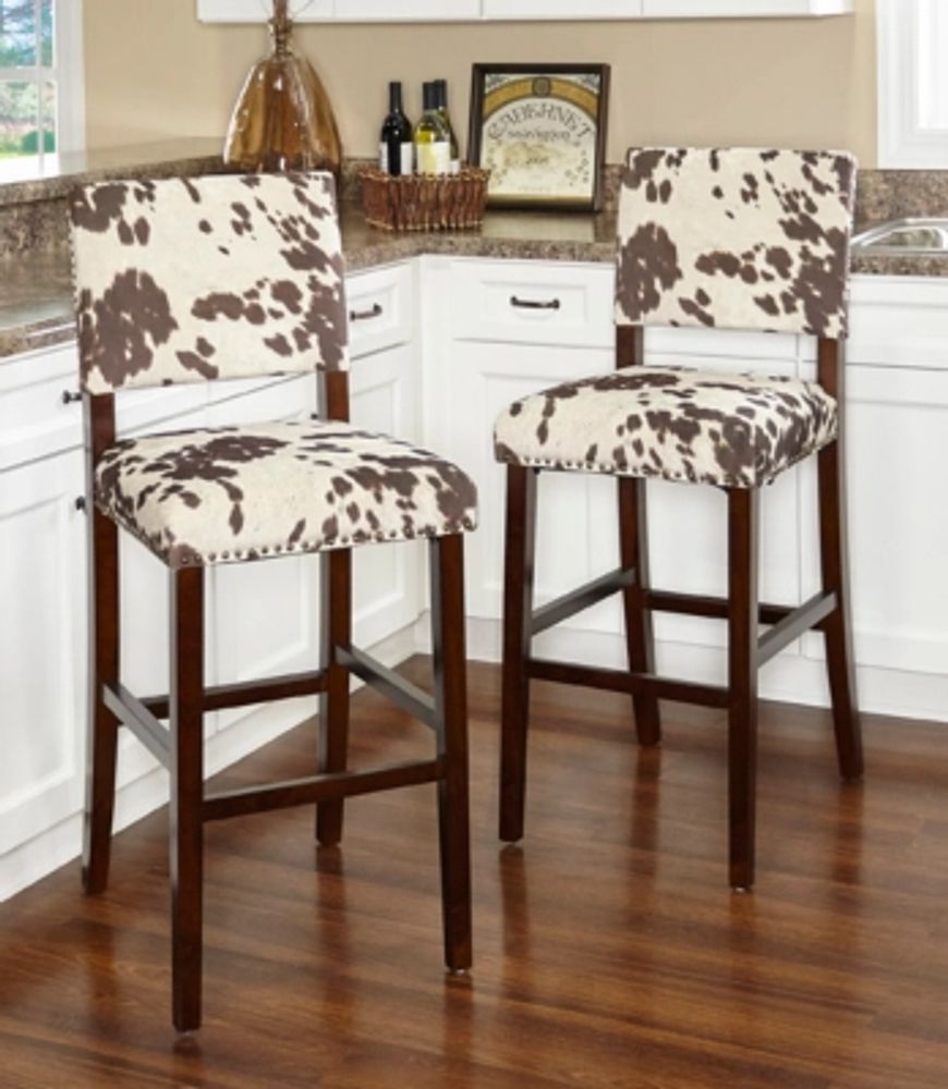 Ashley Linon Wes Cow Print Bar Stool Brown White MainPlace Mall