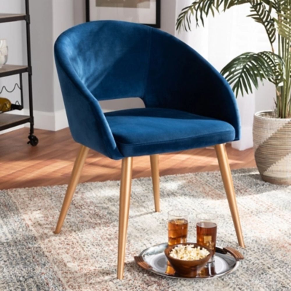 Navy blue best sale metal dining chairs