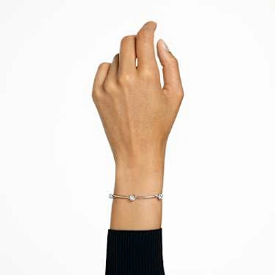 Swarovski Twisty bangle, Triangle cut, White, Rhodium plated