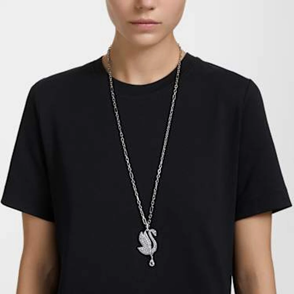 Swan necklace white rhodium plating discount