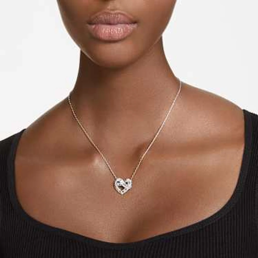 Swarovski Matrix pendant, Mixed cuts, Heart, White, Rhodium