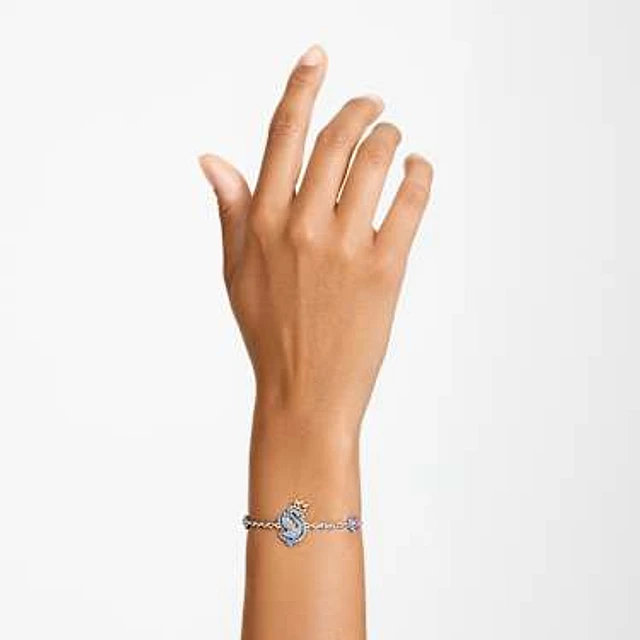 Swarovski Swan bracelet, Swan, Blue, Rhodium plated by SWAROVSKI