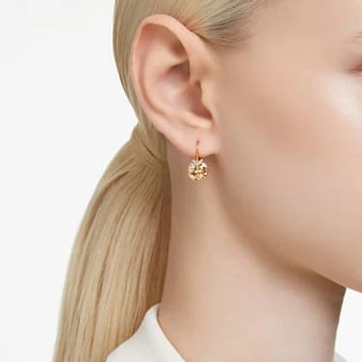 Swarovski Swan drop earrings, Swan, Blue, Gold-tone plated
