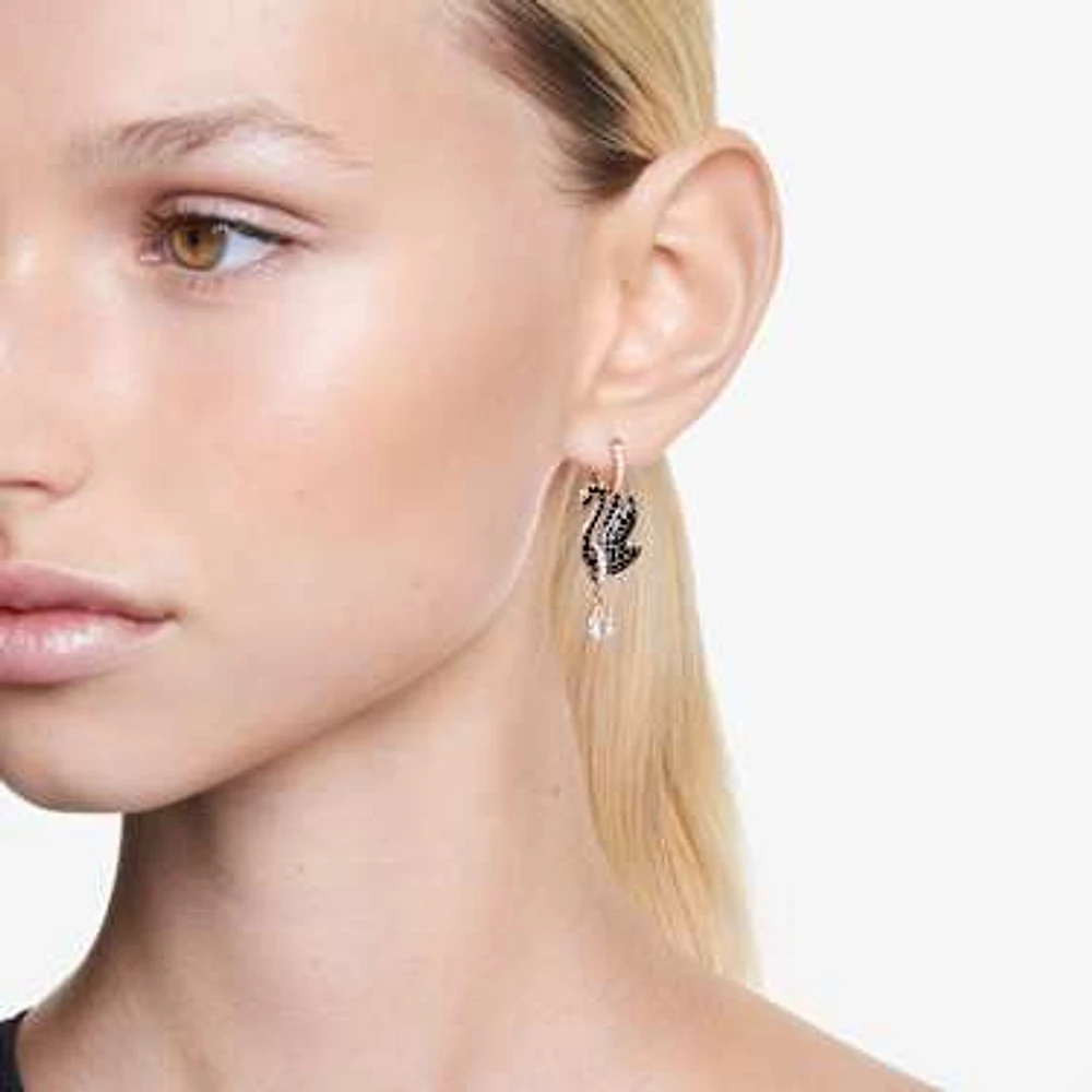 Swarovski black and rose gold earrings shop