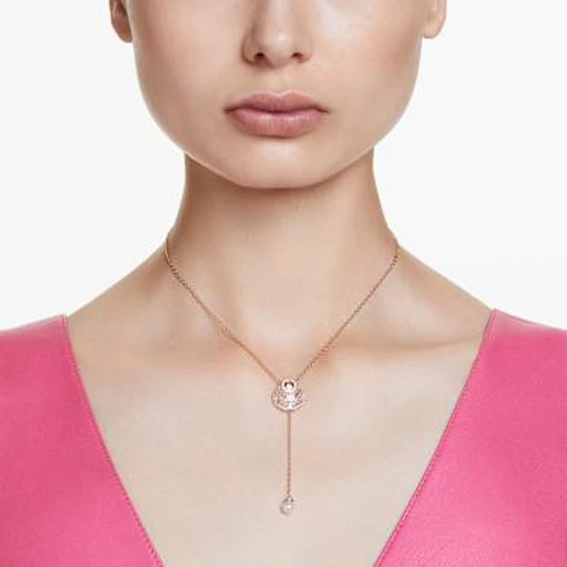 Swarovski Idyllia Lilia Y necklace, Butterfly, Pink, Rose