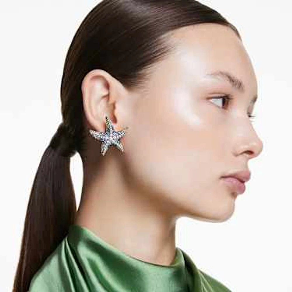 Swarovski Idyllia stud earrings, Crystal pearl, Starfish