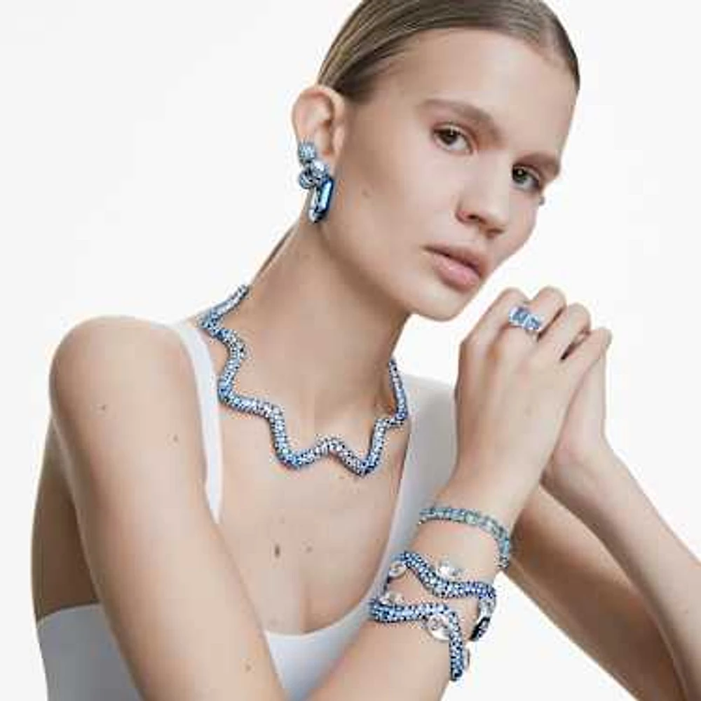 【オンラインショップ】 Octagon ring, open Millenia Swarovski cut, Rhodium Blue, ネックレス