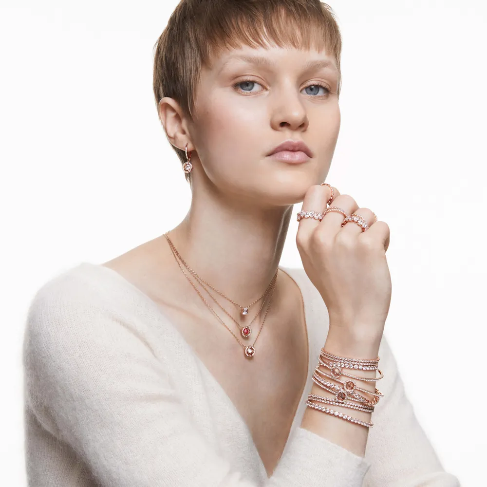 Swarovski Attract necklace Square cut White Rose gold tone