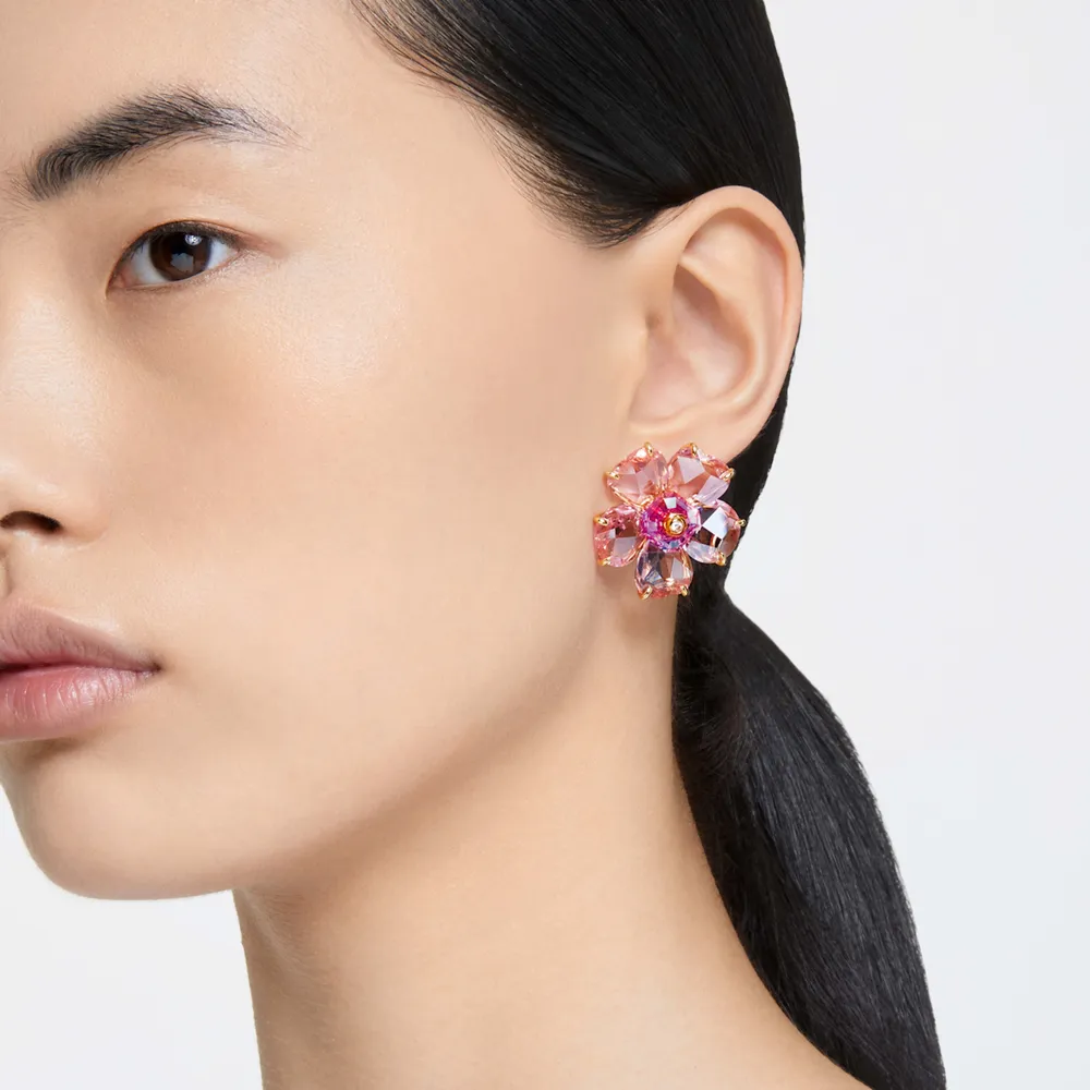 Pink discount gold earrings