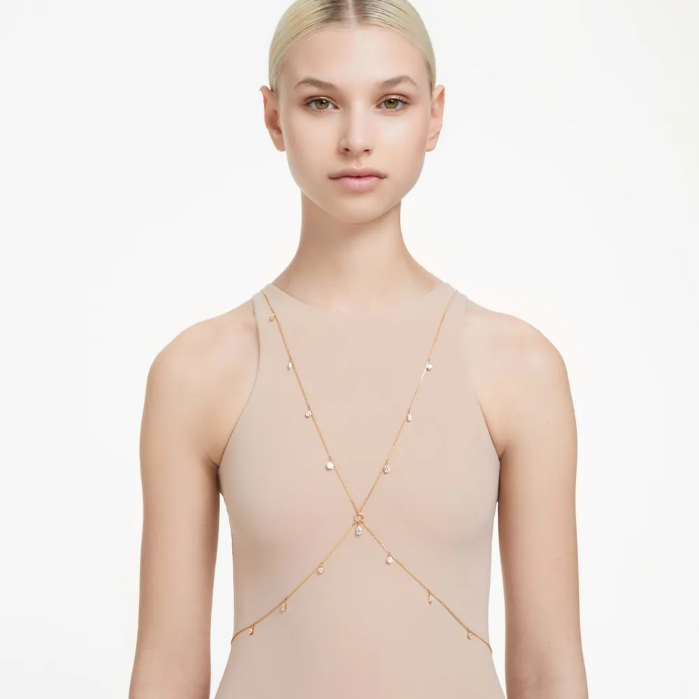 Swarovski Dextera body chain Mixed cuts White Gold tone plated