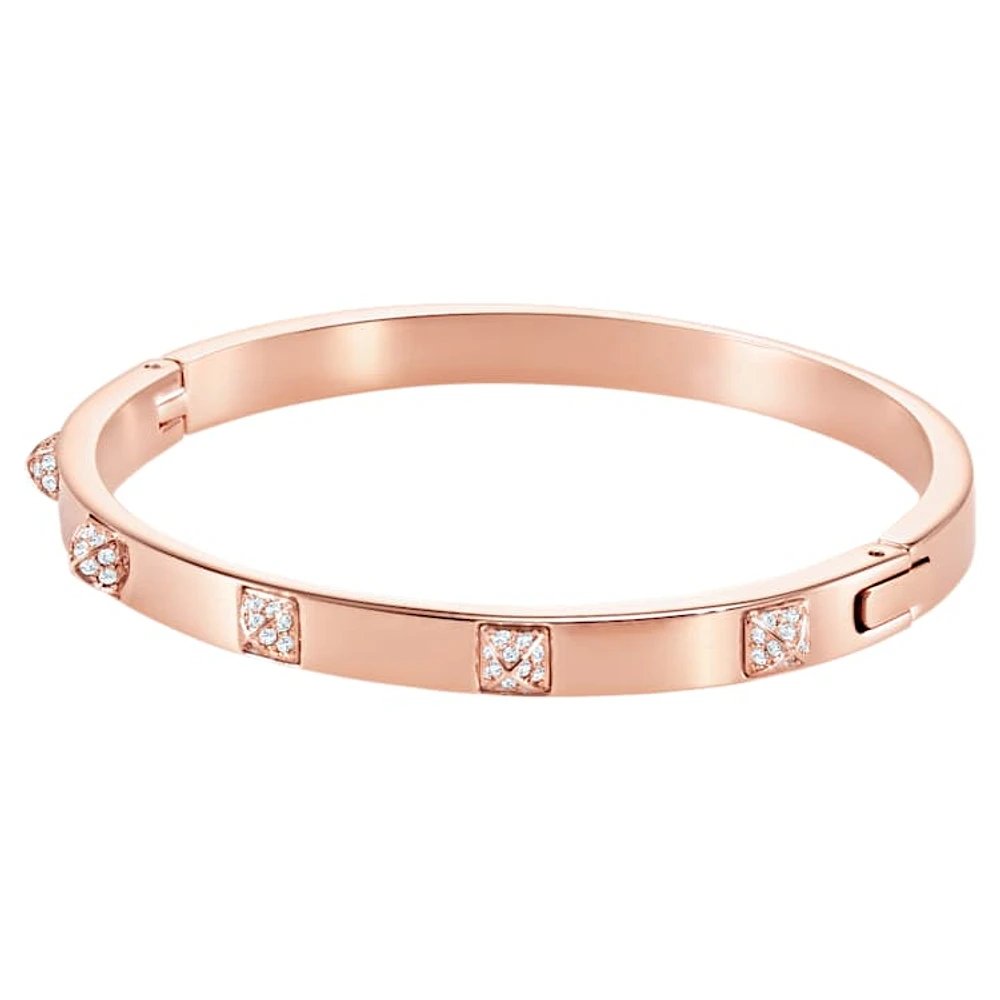 Swarovski Dextera bangle, White, Rose gold-tone finish by