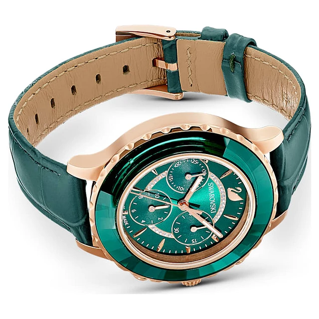 Swarovski Octea Lux Chrono watch, Swiss Made, Leather strap