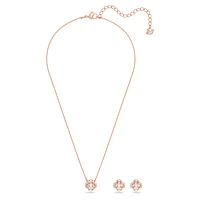 Swarovski Una set, Mixed cuts, Clover, Pink, Rose gold-tone
