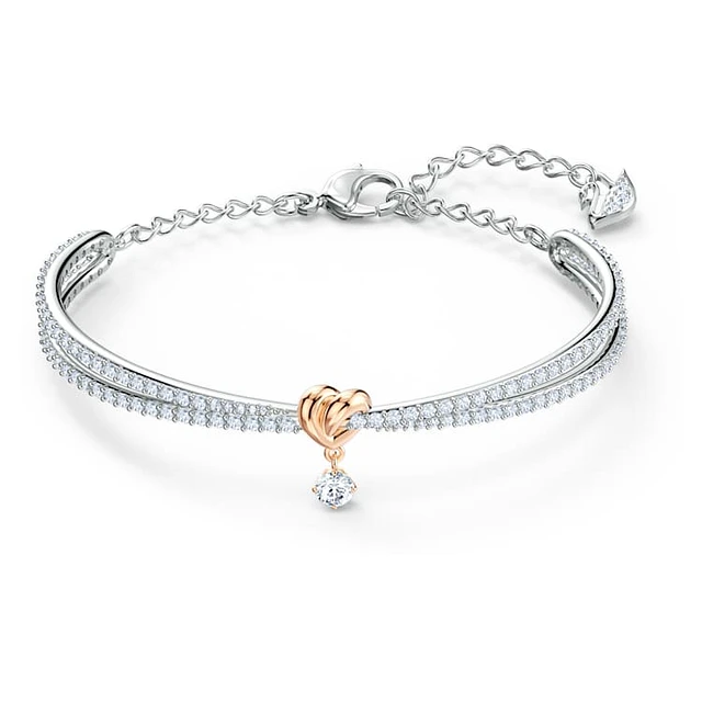 Swarovski Lifelong Heart bangle, Heart, White, Mixed metal