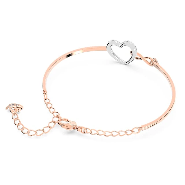 Swarovski Hyperbola bangle, Infinity and heart, White, Mixed Swarovski Hyperbola bangle, Infinity and heart, White, Mixed