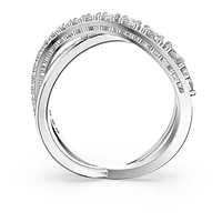 Swarovski Hyperbola ring, Round cut, White, Rhodium plated