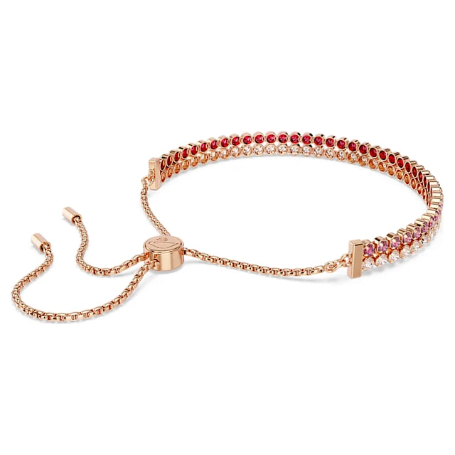 Swarovski Matrix Tennis bracelet, Red, Rose gold-tone plated