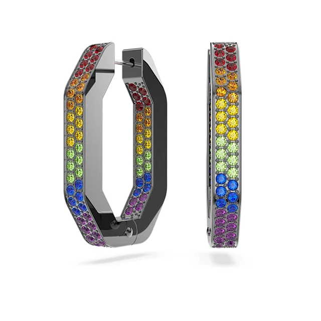 Swarovski Dextera hoop earrings, Octagon shape, Multicolored Swarovski Dextera hoop earrings, Octagon shape, Multicolored