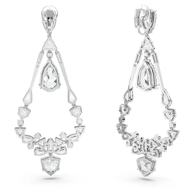Swarovski Mesmera clip earrings, Mixed cuts, Chandelier