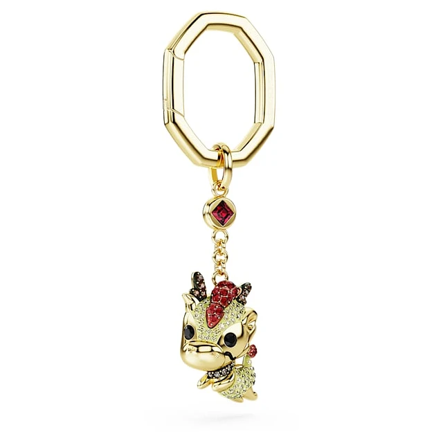 Swarovski Chinese Zodiac key ring, Dragon, Yellow, Gold-tone