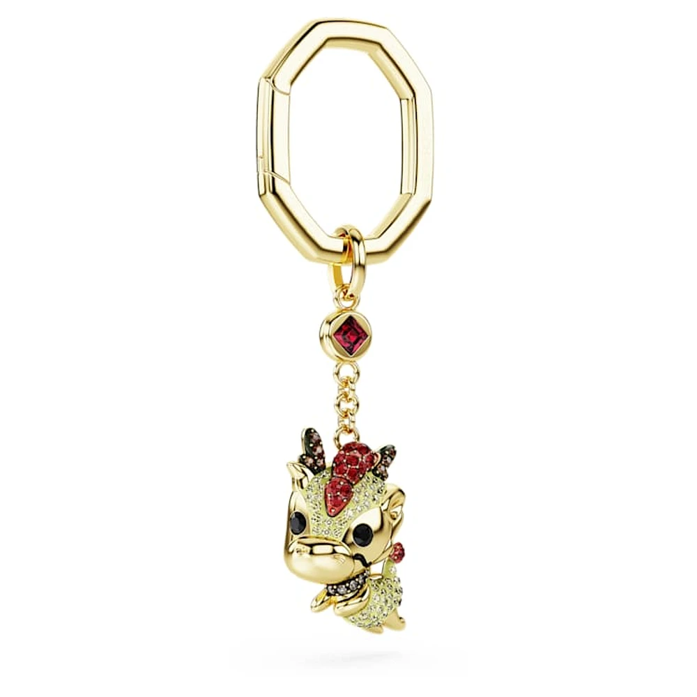 Swarovski Chinese Zodiac key ring, Dragon, Yellow, Gold-tone