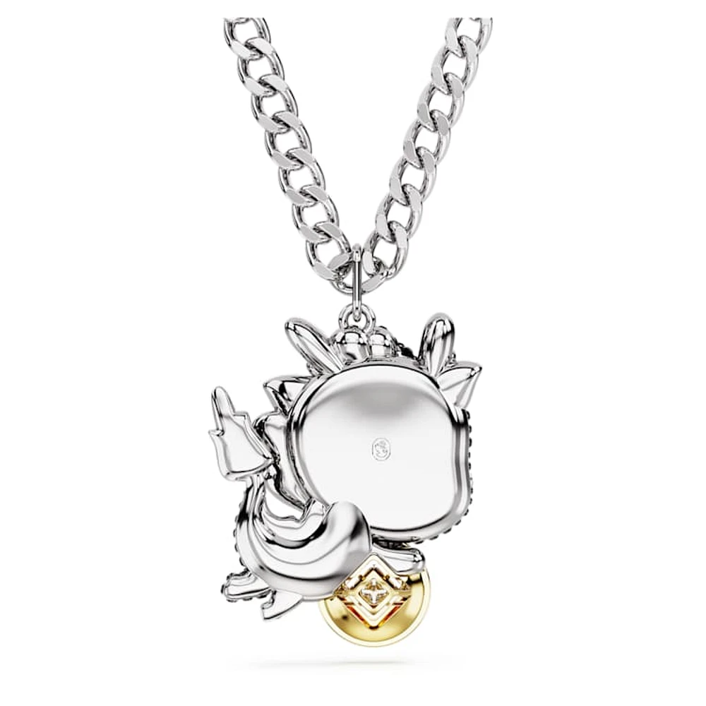 Swarovski Chinese Zodiac pendant, Dragon, Grey, Mixed metal