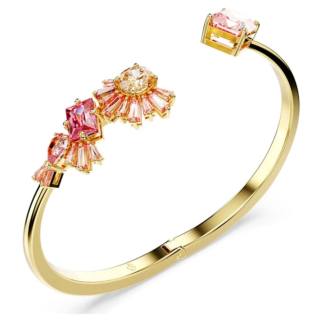 Swarovski Gema bangle, Mixed cuts, Pink, Gold-tone plated by SWAROVSKI |  The Shops at Willow Bend