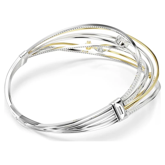 Swarovski Hyperbola choker, Mixed cuts, White, Mixed metal