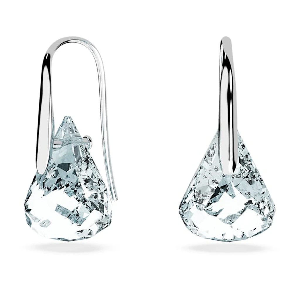 Swarovski Lunar drop earrings, Blue, Rhodium plated by