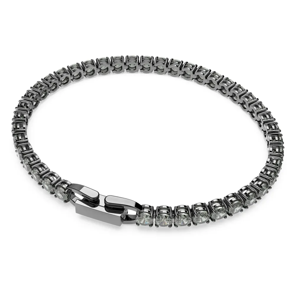 Swarovski Tennis Deluxe bracelet Round cut Grey Ruthenium