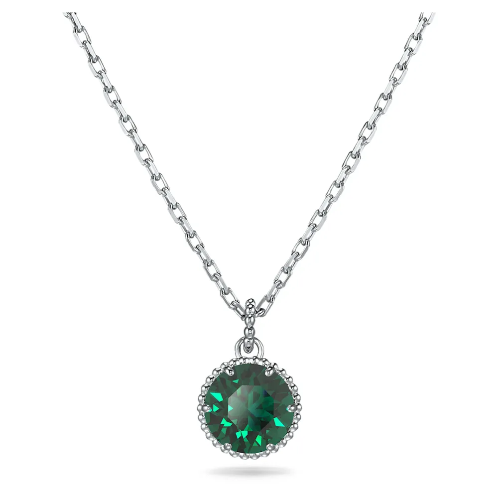 Swarovski Birthstone pendant Round cut May Green Rhodium