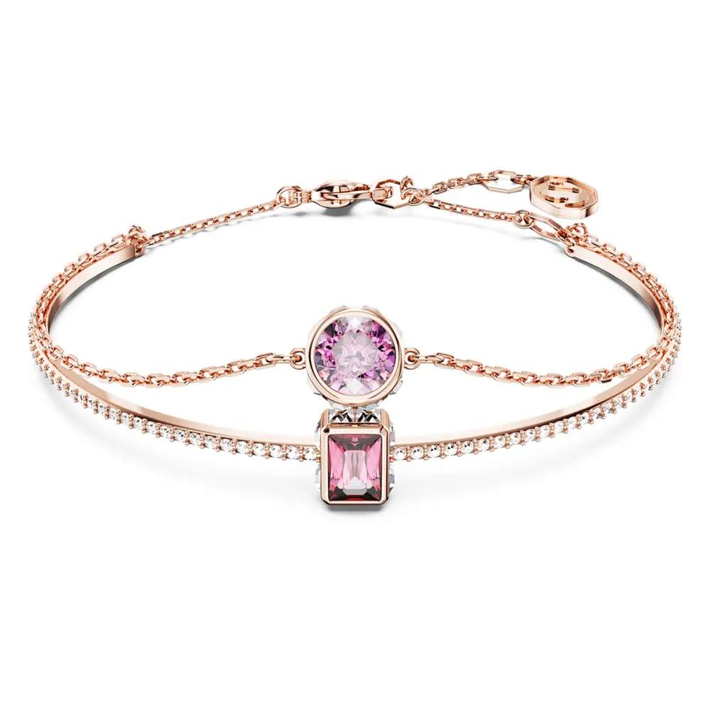Swarovski Stilla bangle Mixed cuts Pink Rose gold tone plated