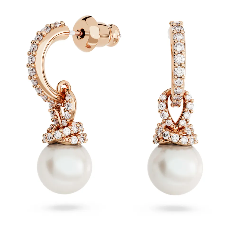Swarovski Originally drop earrings White Rose gold tone plated