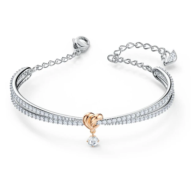 Shop Swarovski Lifelong Heart bangle, Heart, White, Mixed metal