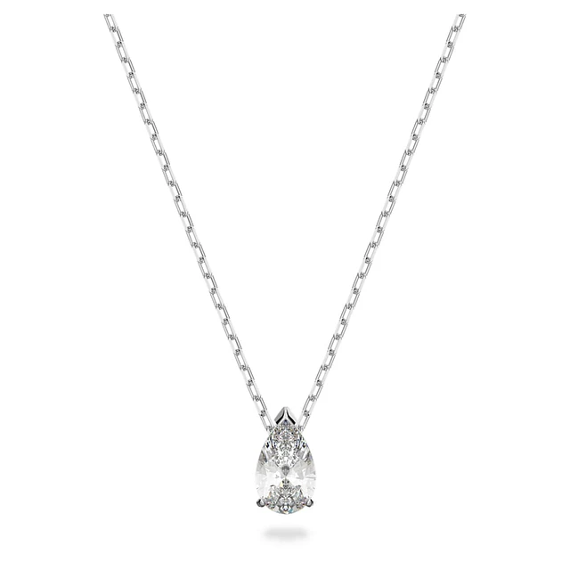 Swarovski Stilla Attract set, Heart, White, Rhodium plated