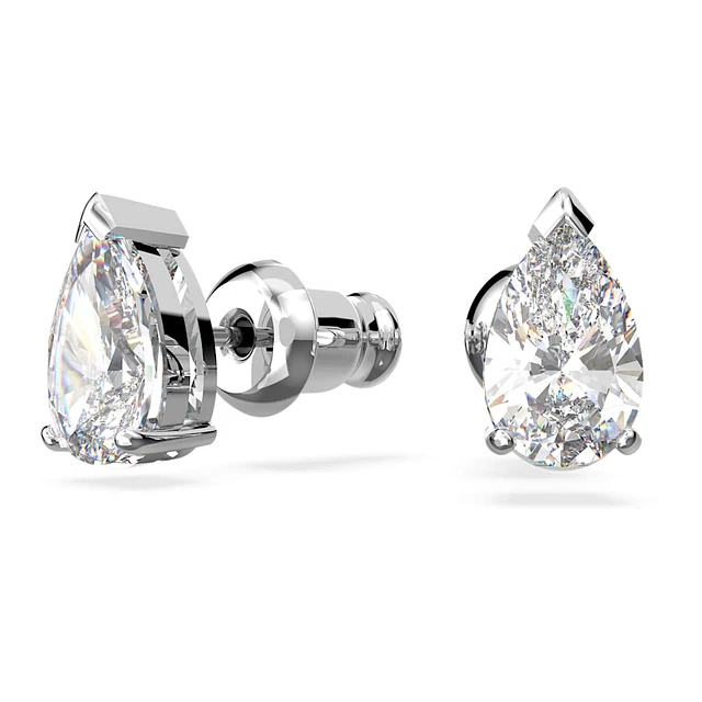 Swarovski Stilla Attract set, Heart, White, Rhodium plated