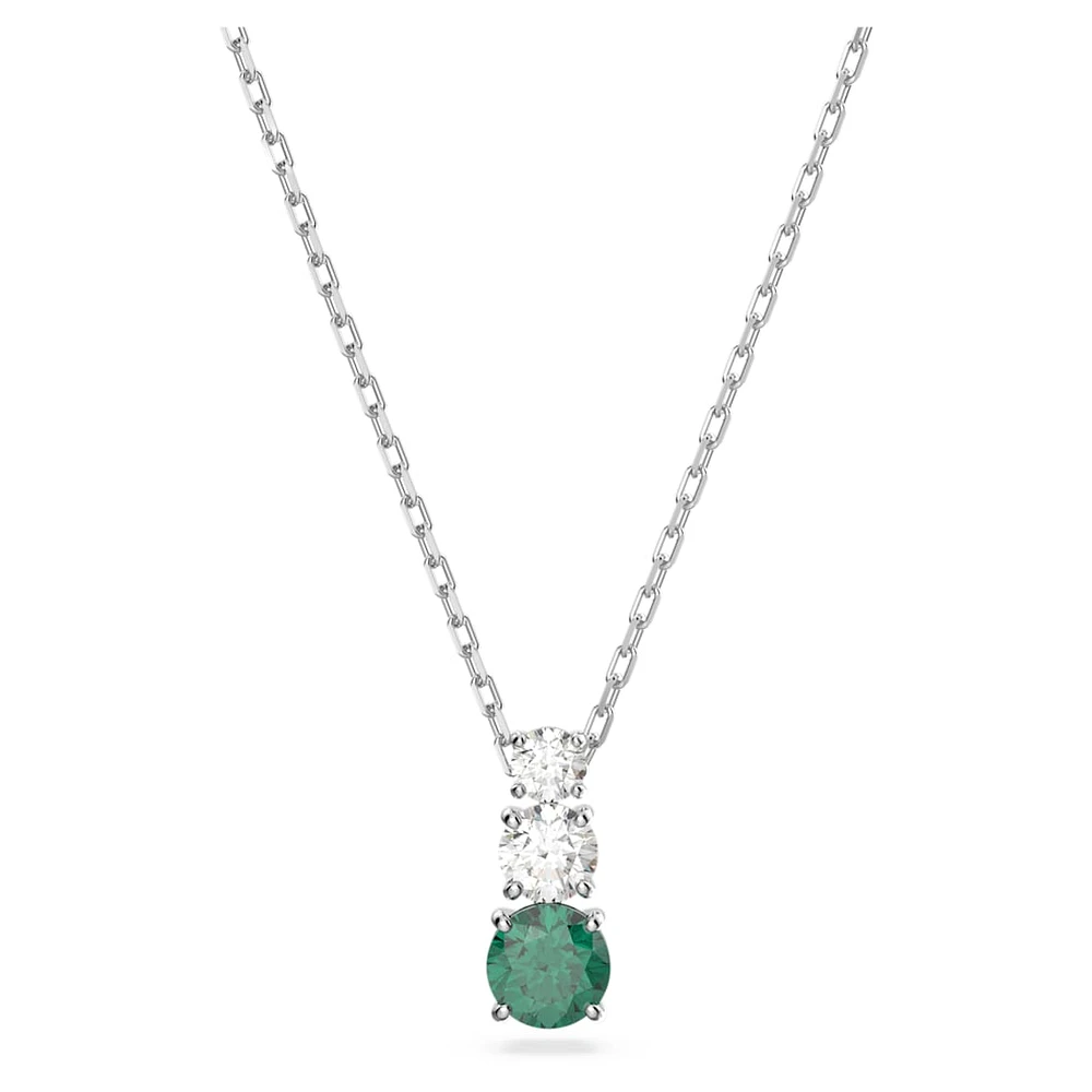 Swarovski Stilla Attract pendant, Green, Rhodium plated by