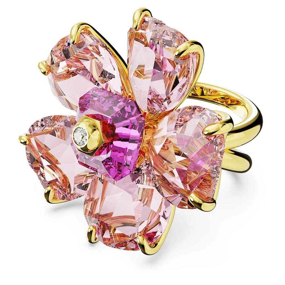 Shop Swarovski Idyllia cocktail ring, Flower, Pink, Gold