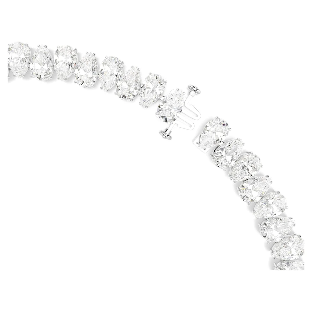 Swarovski Matrix Tennis necklace, Pear cut, White, Rhodium