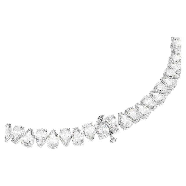 Swarovski Matrix Tennis necklace, Pear cut, White, Rhodium