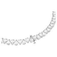 Swarovski Matrix Tennis necklace, Pear cut, White, Rhodium Swarovski Matrix Tennis necklace, Pear cut, White, Rhodium