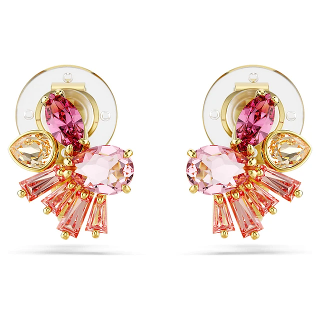 Swarovski Gema　ピアス　 5639331 Swarovski Gema clip earrings, Mixed cuts, Flower, Pink, Gold