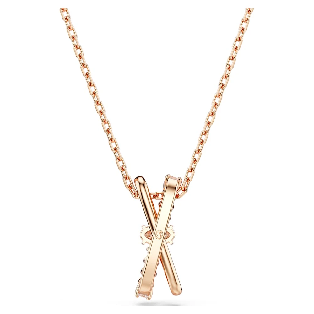 Swarovski Hyperbola pendant, Mixed cuts, Twist, White, Rose