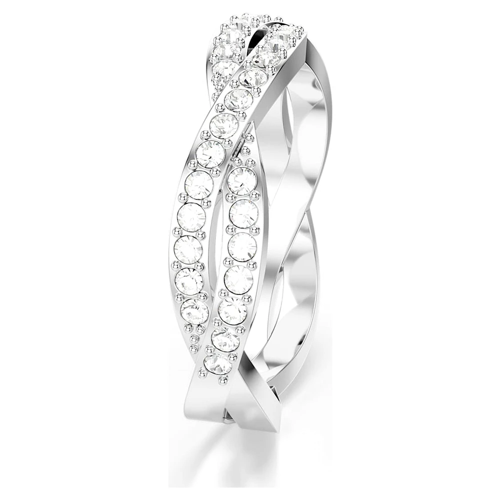 Swarovski Infinity ring, Round cut, White, Rhodium plated by